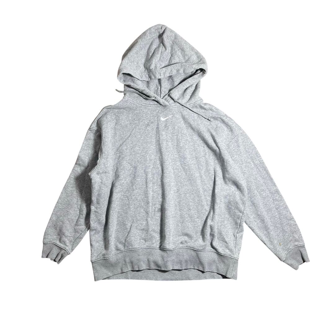 Nike Mini Swoosh Gray Pullover Hoodie Mens Medium Y2K
